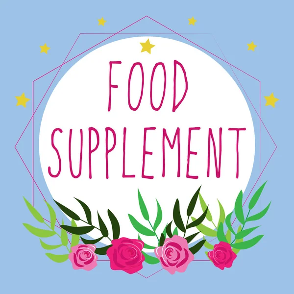Sign Displaying Food Supplement Conceptual Photo Conditions Practices Preserve Quality — Stock Photo, Image