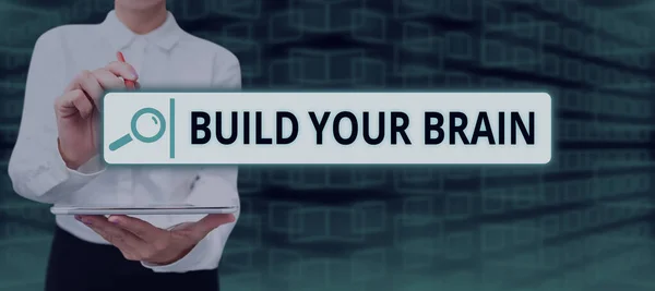 Sign Weergeven Build Your Brain Word Geschreven Mentale Activiteiten Cognitieve — Stockfoto