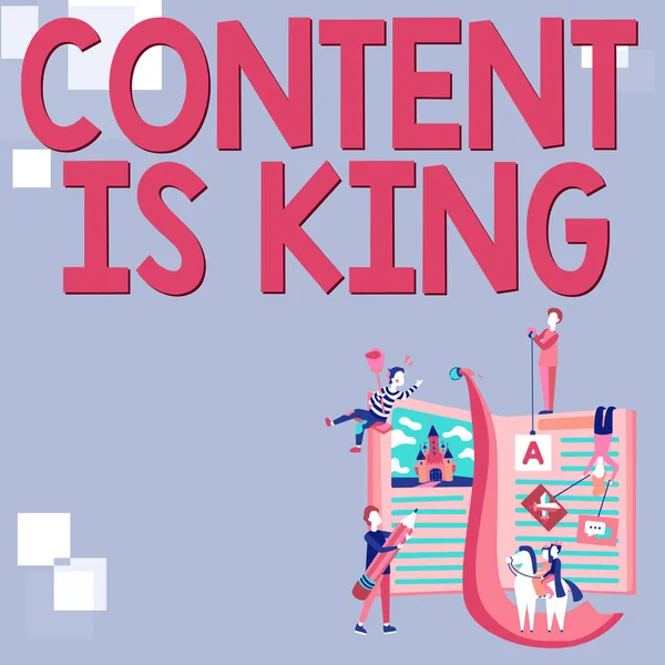 Handschriftliche Signatur Content King Geschäftskonzept Content Ist Das Herz Der — Stockfoto