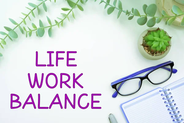 Text caption presenting Life Work Balance, Word Written on stability person needs between his job and personal time