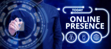 Çevrimiçi Varlık, iş konseptini gösteren bir tabela çevrimiçi arama yoluyla bulunabilir