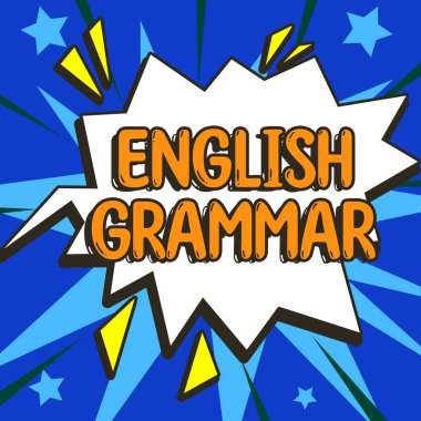 İngilizce Dilbilgisini gösteren metin işareti, kurslara yazılmış sözcük İngilizce konuşmanın ve yazmanın tüm seviyelerini kapsar