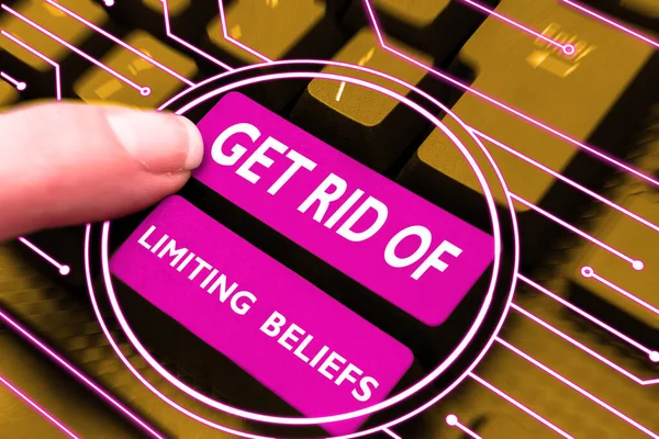Text Sign Showing Get Rid Limiting Beliefs Business Concept Remove — Stockfoto