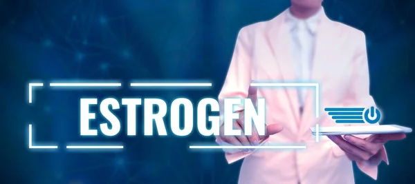 호르몬 그룹을 단어인에 스트로 Estrogen 여성의 특징의 발달을 — 스톡 사진