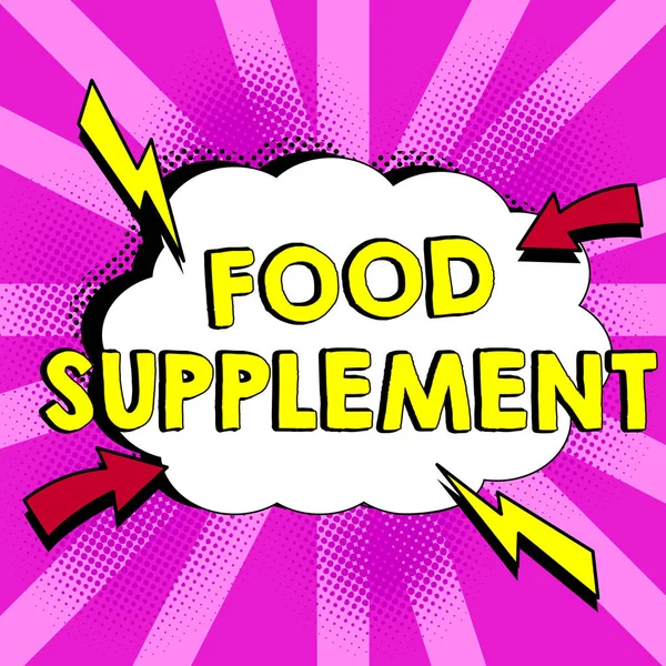 Text Sign Showing Food Supplement Business Approach Conditions Practices Preserve — Stock Photo, Image