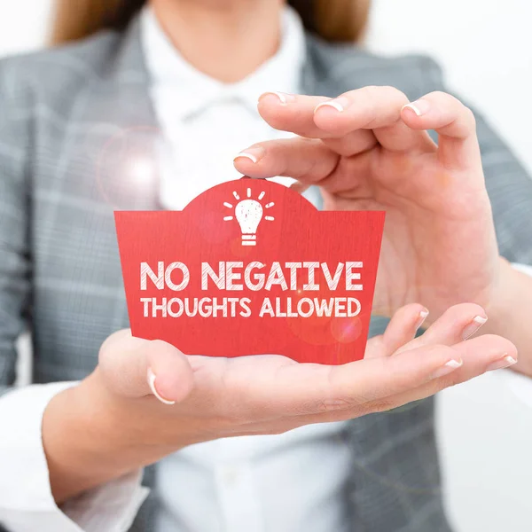 Hand Writing Sign Negative Thoughts Allowed Business Overview Always Positive — Stockfoto