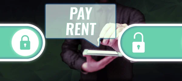 Inspiration showing sign Pay Rent, Internet Concept To pay money in exchange for the use of someone elses property