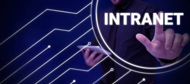 Metin işareti Intranet, Business approach local or limited communication network özelliklede özel olanı gösteriyor