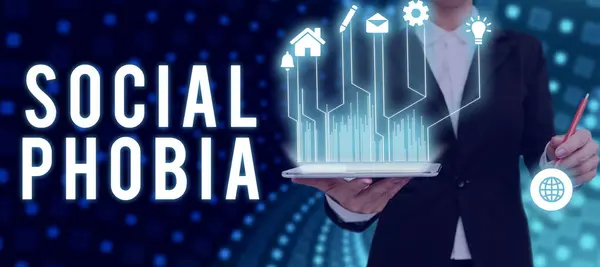 Szöveges Jel Mutatja Szociális Fóbia Business Showcase Elsöprő Félelem Társadalmi — Stock Fotó