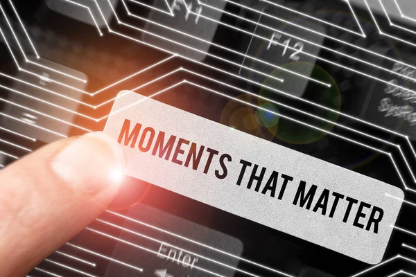 Text Sign Showing Moments Matter Concept Meaning Meaningful Positive Happy – stockfoto