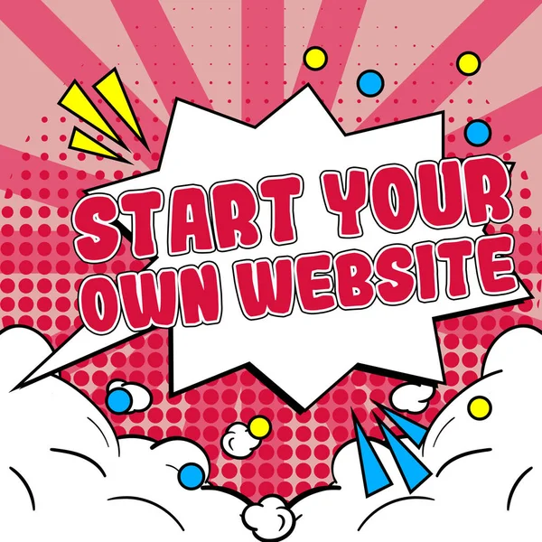 显示启动你自己的网站的文字标志 商业概念是个人网站名片的延伸 — 图库照片