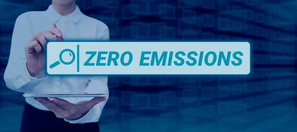 Handschrift Zero Emissions Word Written Stoot Geen Afvalstoffen Uit Die — Stockfoto