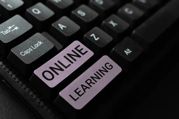 Handskrift Text Online Learning Business Overview Larning Med Hjälp Internet — Stockfoto