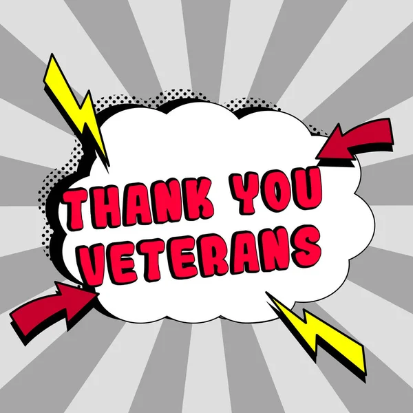Hand Writing Sign Thank You Veterans Business Overview Expression Gratitude — Stock Photo, Image