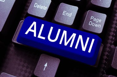 Conceptual display Alumni, Internet Concept former pupil or student especially male one of particular school