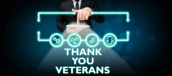 Text caption presenting Thank You Veterans, Business idea Expression of Gratitude Greetings of Appreciation