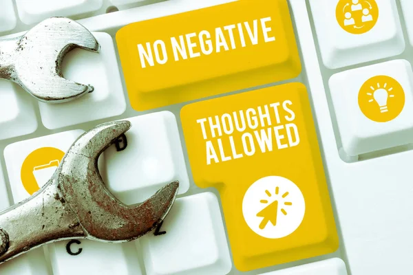 Hand Writing Sign Negative Thoughts Allowed Business Approach Always Positive — Foto de Stock