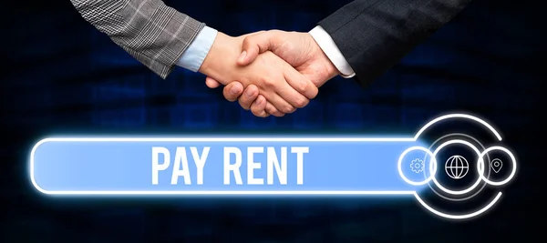 Kézírás Jel Pay Rent Concept Jelentése Fizetni Pénzt Cserébe Használata — Stock Fotó