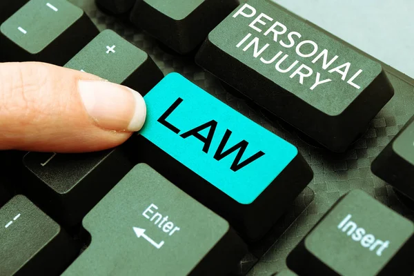 Writing displaying text Personal Injury Law, Business concept being hurt or injured inside work environment