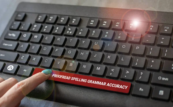 Inspiration Showing Sign Proofread Spelling Grammar Accuracy Business Showcase Reading — Zdjęcie stockowe