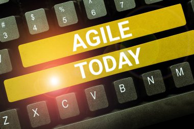 Hand writing sign Agile, Word Written on particular approach to project management that is utilized in software