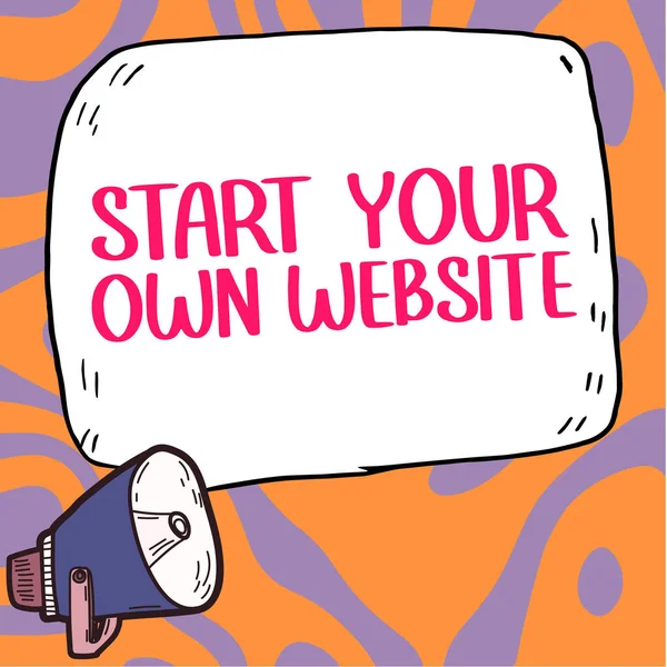 Натхнення Показує Знак Start Your Own Website Огляд Business Слугує — стокове фото