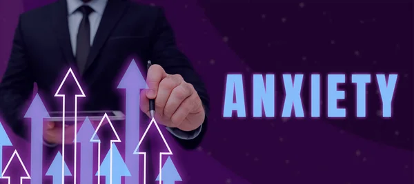 Text sign showing Anxiety, Concept meaning Excessive uneasiness and apprehension Panic attack syndrome