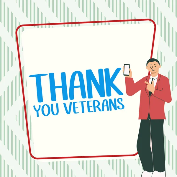 Conceptual caption Thank You Veterans, Business overview Expression of Gratitude Greetings of Appreciation