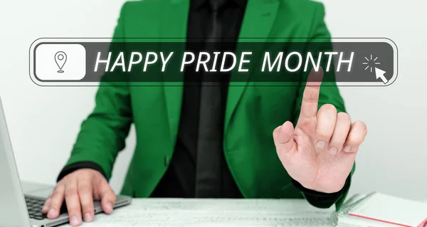 Inspirace Ukazující Znamení Happy Pride Month Slovo Napsáno Období Pocitu — Stock fotografie