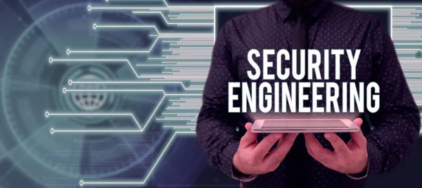 Εννοιολογική Επίδειξη Security Engineering Business Showcase Επικεντρωθεί Στις Πτυχές Ασφάλειας — Φωτογραφία Αρχείου