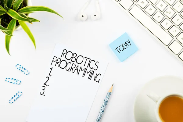 Text Sign Showing Robotics Programming Business Idea Software Used Perform — Foto Stock