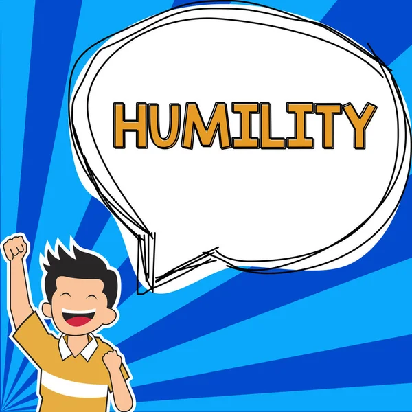 Sinal Texto Mostrando Humildade Palavra Escrito Ser Humilde Uma Virtude — Fotografia de Stock