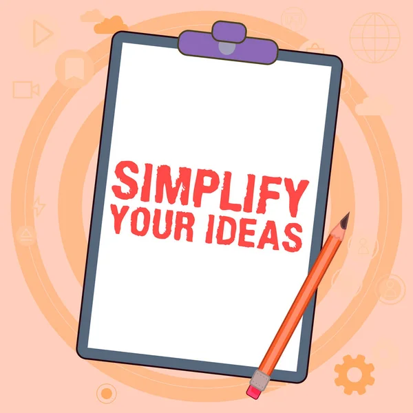 Writing Displaying Text Simplify Your Ideas Business Overview Make Simple — Zdjęcie stockowe