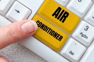 Conceptual caption Air Conditioner, Internet Concept apparatus for washing air and controlling its humidity and temperature