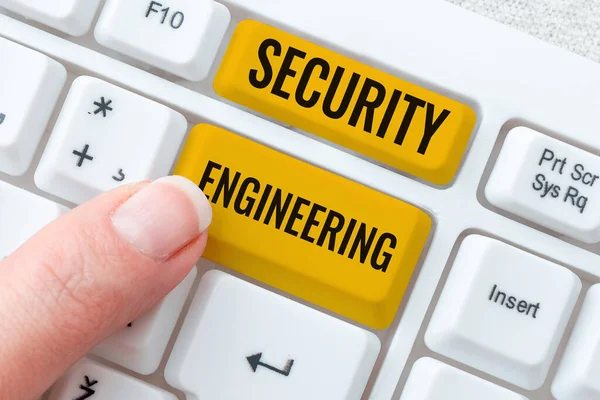 Bildunterschrift Security Engineering Word Zur Fokussierung Auf Sicherheitsaspekte Bei Der — Stockfoto