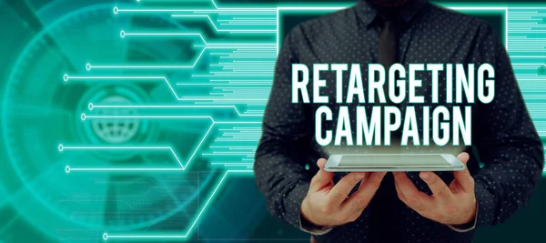 Conceptual Caption Retargeting Campaign Business Idea Targetconsumers Based Previous Internet — Stockfoto