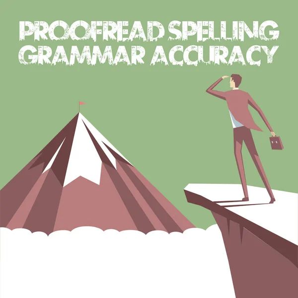 Conceptual Caption Proofread Spelling Grammar Accuracy Business Approach Reading Marking — Stok fotoğraf