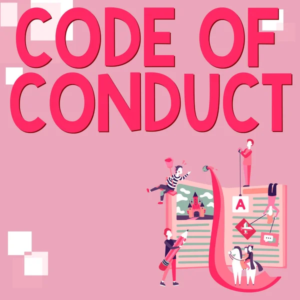 Textzeichen Mit Code Conduct Business Overview Ethik Regelt Moralische Codes — Stockfoto
