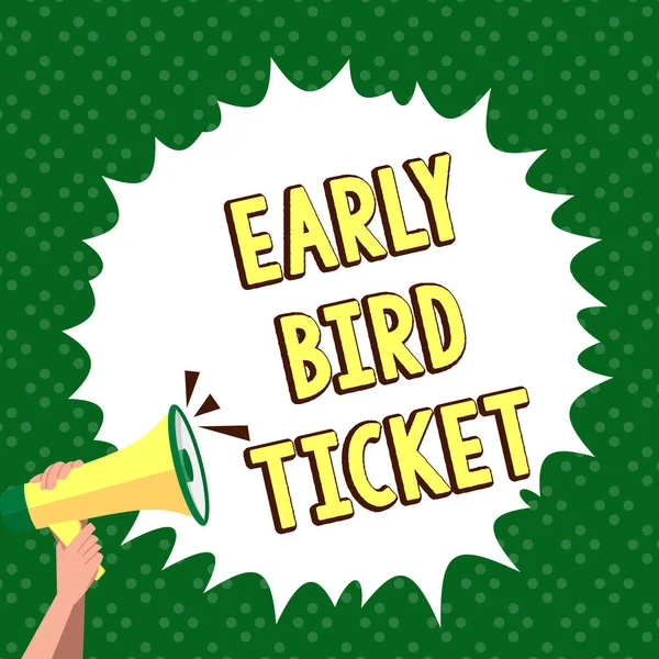 Conceptual Caption Early Bird Ticket Internet Concept Buying Ticket Out — Zdjęcie stockowe