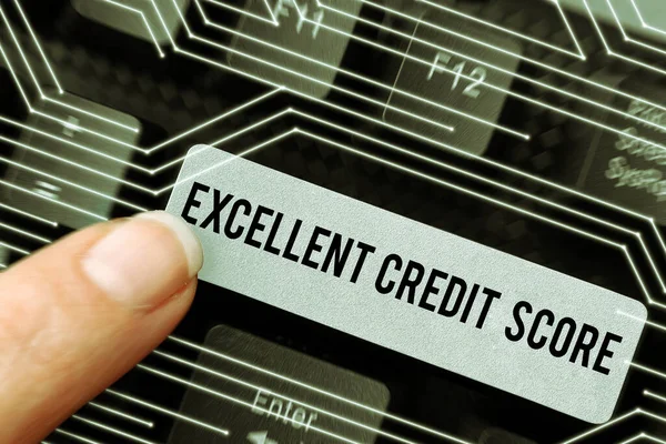 Text Showing Inspiration Excellent Credit Score Word Persons Report Financial — Stock Photo, Image