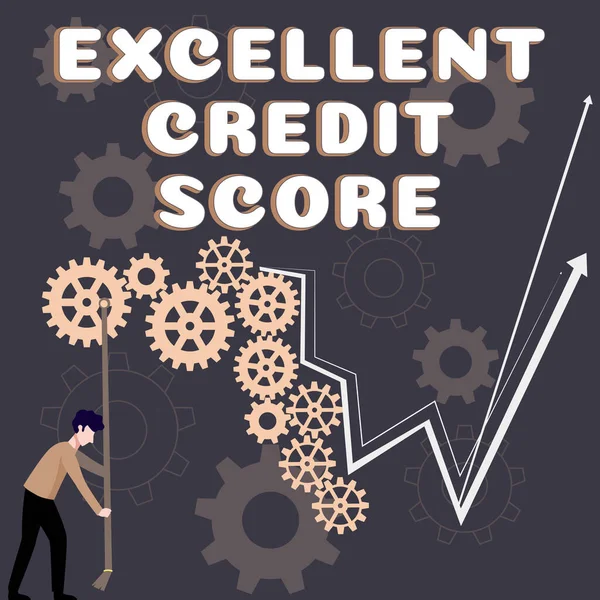 Text Sign Showing Excellent Credit Score Business Concept Persons Report — Stockfoto