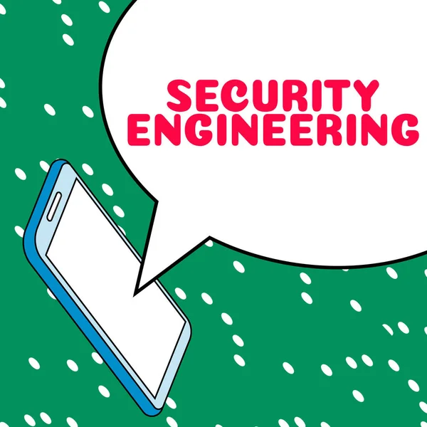 Text Sign Showing Security Engineering Business Concept Focus Security Aspects — Foto Stock