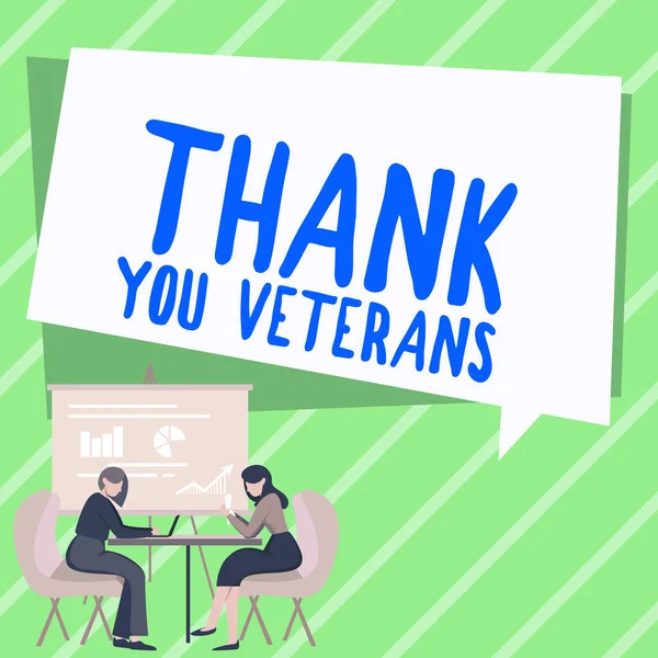 Text Sign Showing Thank You Veterans Internet Concept Expression Gratitude — Photo
