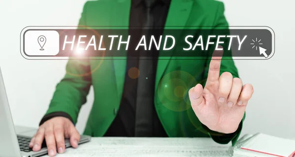 Handwriting Text Health Safety Business Concept Taking Appropriate Steps Protect — Foto Stock