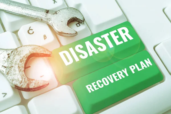 Text showing inspiration Disaster Recovery Plan, Word for having backup measures against dangerous situation