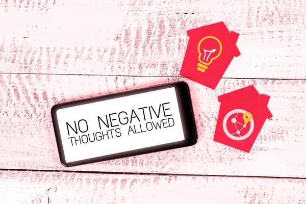 Tekst Pokazujący Inspirację Negative Thoughts Dozwolone Przegląd Biznesowy Zawsze Pozytywne — Zdjęcie stockowe
