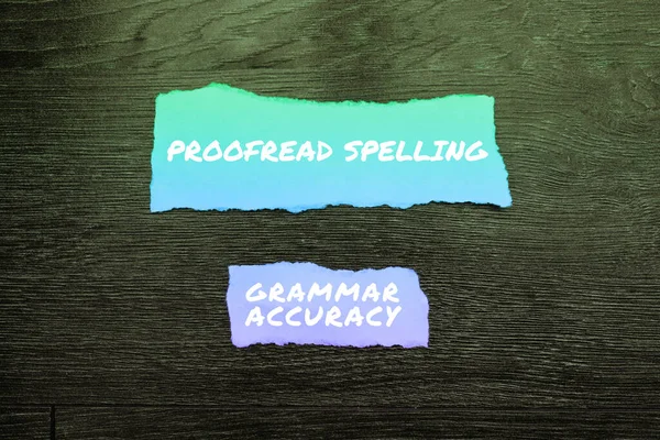 Writing Displaying Text Proofread Spelling Grammar Accuracy Word Written Reading — Foto Stock
