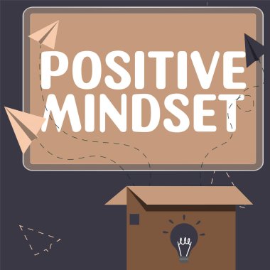 Metin yazma, olumlu zihniyet, iş genel bakış zihinsel ve duygusal tutum parlak tarafa odaklanır