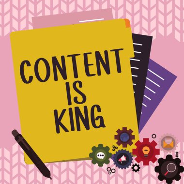 Text caption presenting Content Is King, Business overview Content is the heart of todays marketing strategies clipart