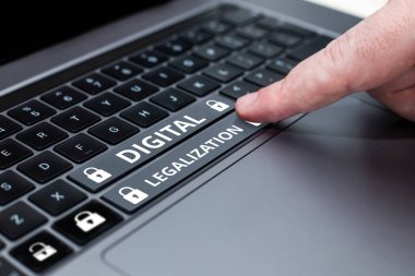 Metin işareti Dijital Yasallaştırma, İnternet Konsepti ile birlikte teknoloji veya öğretici uygulamaları gösterir
